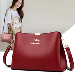 Bolso de mano de cuero de alta calidad para mujer, bolsa de hombro multifuncional, de diseñador de lujo, Color sólido