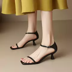 FEDONAS-Sandalias de piel auténtica con correa fina para mujer, zapatos de tacón alto con correa en el tobillo, para verano, boda, fiesta, graduación, 2025