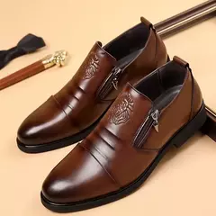 Zapatos de vestir con cremallera y cabeza de león Retro de lujo para hombre, mocasines de negocios para oficina, zapatos de boda para fiesta de alta calidad, nuevo estilo