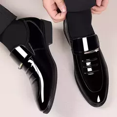 Zapatos de charol para hombre, zapatos de negocios, mocasines informales con punta estrecha, zapatos de lujo para fiesta y boda de talla grande - tienda en línea