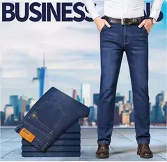 Pantalones de negocios clásicos de talla grande 28-46 para primavera y otoño, pantalones vaqueros informales a la moda de marca para hombre, pantalones vaqueros rectos elásticos