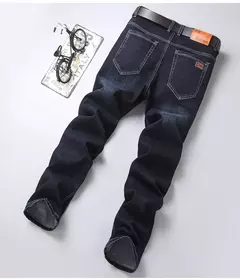 Pantalones vaqueros elásticos de Ajuste Recto para hombre, pantalones vaqueros suaves de color negro, 2023