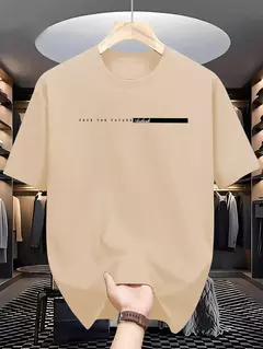 Camiseta holgada informal para hombre, camisa de manga corta con cuello redondo y estampado de letras grandes, 100% algodón, estilo Unisex - Eleganzie