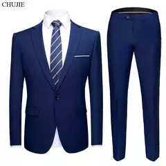 Traje elegante para hombre para boda, 3 piezas, 2 conjuntos, chaquetas, chaleco, pantalones, Blazers, abrigos formales de negocios para novio, disfraz 2025 - tienda en línea