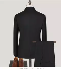 Image of Trajes de hombre de alta calidad para boda, 2 piezas, 3 conjuntos de Blazers, chaquetas formales elegantes, chaleco, pantalones, abrigos, traje clásico completo 2024
