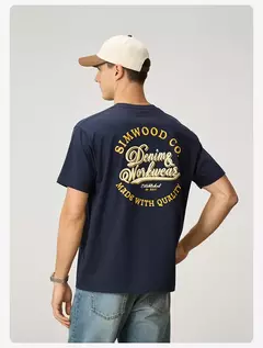 SIMWOOD 2025 novedad de verano, camisetas de tela de sensación fresca de gran tamaño 230gsm para hombres, camisetas de moda con estampado de letras de alta calidad - Eleganzie