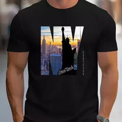 Camiseta holgada de verano 100% algodón puro para hombre, talla grande NY, estampado gráfico, informal, ajustada, cuello redondo, manga corta on internet