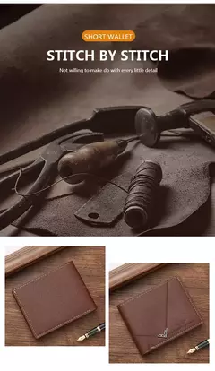 Cartera delgada con Clip para dinero para hombre, tarjetero para tarjetas de crédito, tarjetero informal de cuero para hombre, monederos cortos con múltiples tarjeteros, billetera plegable para hombre de negocios - tienda en línea