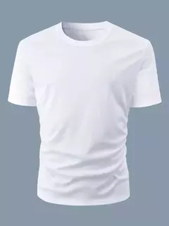 Image of Camiseta de manga corta con cuello redondo y estampado de letras 100% algodón de talla grande informal de verano para hombre