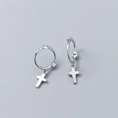 Pendientes Cruz de Plata 925 en Oro Rosa – Elegancia Clásica y Sofisticada - comprar en línea