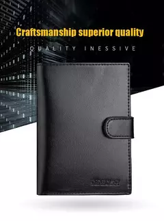 Cartera de cuero para pasaporte de alta capacidad para hombre, múltiples ranuras para tarjetas y una ventana de identificación transparente, bolso para tarjetas de visita Vintage on internet