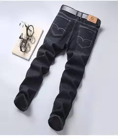 Image of Nueva ropa de trabajo clásica para hombre, pantalones vaqueros de negocios de alta calidad, pantalones vaqueros elásticos rectos informales a la moda, ropa de marca masculina