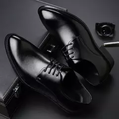 Zapatos de cuero transpirables para hombre, calzado Formal de negocios, Punta puntiaguda, con cordones, para boda, talla grande, Amazon - comprar en línea