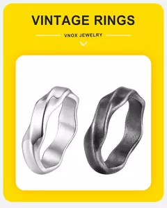 Vnox 2025 Nuevo anillo Mobius para hombres y niños, banda para el dedo de acero inoxidable trenzado oxidado, regalo de aniversario de amor sin fin retro para él en internet