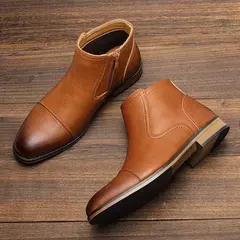 Botas cómodas de cuero al tobillo para hombres Botas para hombres Marca de moda