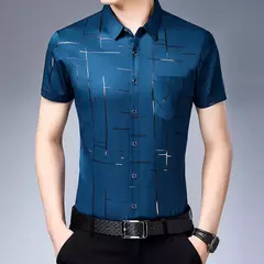 Camisa de manga corta informal de negocios para hombre, Top resistente a las arrugas sin hierro, fácil cuidado, ajuste cómodo para oficina y trabajo - online store