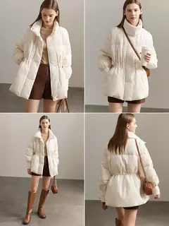 AMII-abrigo acolchado minimalista de plumón de pato para mujer, ropa de abrigo cálida con solapa y cuello levantado ligero, chaquetas nuevas de invierno 2025 12344052 en internet
