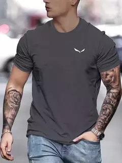 Camiseta de manga corta con cuello redondo informal ajustada con estampado de aves 100% algodón de talla grande de verano para hombre - Eleganzie