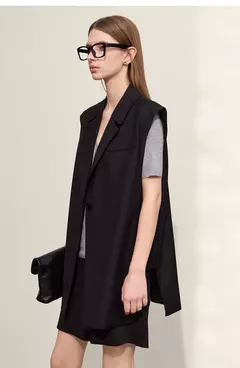 Amii-Chaleco minimalista de otoño para mujer, chaqueta holgada informal sin mangas con abertura con muescas, prendas de vestir a la moda, ropa femenina 12270105 - Eleganzie