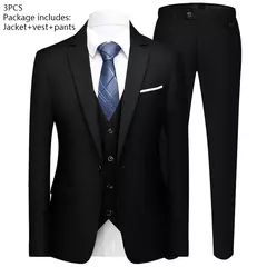 Traje elegante para hombre para boda, 3 piezas, 2 conjuntos, Blazers, chaquetas completas, chaleco, pantalones, abrigos de lujo a la moda, traje clásico Formal 2025 en internet