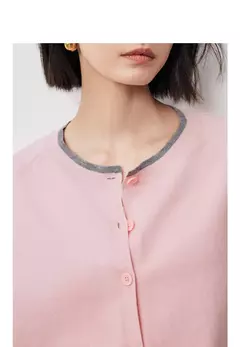 TOYOUTH-suéter de punto para mujer, cárdigan de manga larga con botones y cuello redondo, Color contrastante, novedad de otoño, 2024 - Eleganzie