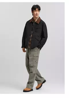 Image of Chaqueta Semir para hombre, ropa de trabajo con solapa de pana de retales, prendas de vestir exteriores, Top Vintage de moda, primavera 2025