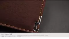 Imagen de Moda masculina Cartera de cuero PU tarjetero corto monedero para hombres diseñador de lujo billetera masculina portátil pequeño tarjetero carteras