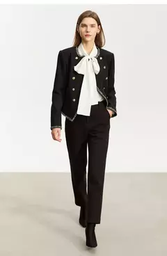 AMII minimalista 2024 invierno nuevos pantalones de rábano para mujer tubo de humo de lana Casual hasta el tobillo pantalones básicos sólidos 12314003