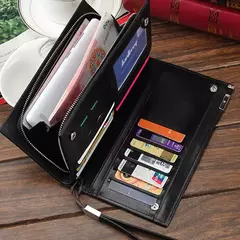 Baellerry, carteras largas para hombre, bolso con cremallera de gran capacidad, tarjetero, monedero para hombre, bolsillo para monedas, cartera de mano de marca de lujo para hombre