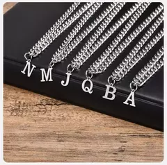 Vnox-collar sencillo de A-Z con letras para hombre y mujer, cadena cubana de acero inoxidable, resistente al agua, regalo de joyería - tienda en línea