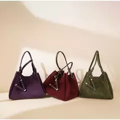 Bolso de hombro tipo bandolera de piel de ante de lujo, bolso tipo cubo tipo cesta de compras de alta calidad, bolso marrón clásico de moda para mujer en internet