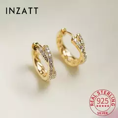Pendientes de Aro de Plata 925 Chapados en Oro 18K con Cruz de Circón – Minimalismo y Elegancia Geométrica
