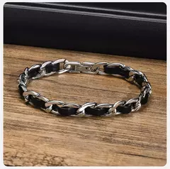 Vnox-pulseras de cadena negras para hombre y mujer, elegantes pulseras de cadena de eslabones cubanos de acero inoxidable de 7,5 MM, joyería de regalo - tienda en línea