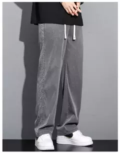 NOVEDAD DE VERANO 20224, pantalones vaqueros suaves de tela Lyocell para hombre, pantalones rectos finos sueltos con cordón en la cintura elástica, pantalones casuales de Corea