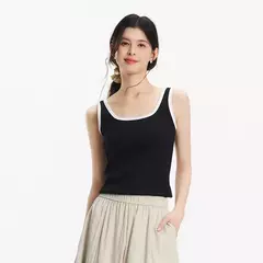 Semir chaleco mujer recortado cuello en U capas 2025 novedad de verano sensación fresca Top ajustado elegante para trajes elegantes - Eleganzie