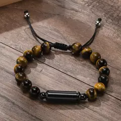 Vnox Pulseras de urna con cuentas de piedra de lava informales para hombres para cenizas, joyería conmemorativa de recuerdo de cremación de tubo hueco, longitud ajustable en internet