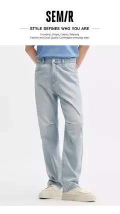Semir-pantalones vaqueros de Estilo Vintage para hombre, pantalón de paracaidista de pierna recta, holgado, a la moda, novedad de verano, 2024 on internet