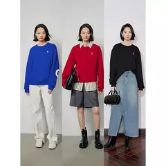 Imagen de TOYOUTH sudadera de felpa para mujer 2024 Otoño Invierno manga larga cuello redondo bordado Casual pulóver sudaderas con capucha sudadera 3 colores