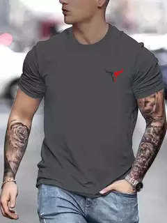 Camiseta de manga corta con cuello redondo y estampado de toro para hombre, 100% de algodón, informal, talla grande, ropa de calle con botones, verano - Eleganzie