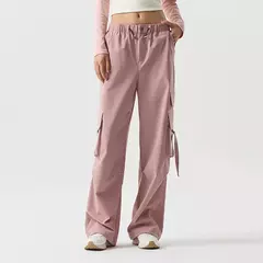 Imagen de Semir-pantalones informales para mujer, pantalón de pierna ancha con cordón, estilo callejero americano, Individual, moderno y fresco, primavera