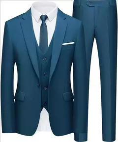 Imagen de Traje para hombre elegante boda 3 piezas 2 conjuntos Blazers chaquetas completas chaleco pantalones moda abrigos de lujo 2025 traje clásico Formal