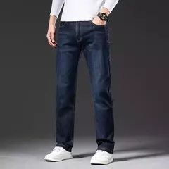 SULEE-pantalones vaqueros de estilo clásico para hombre, Jeans de negocios gruesos, elásticos, rectos, de marca, otoño e invierno, 2021 - online store