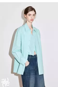 TOYOUTH camisa a rayas para mujer 2025 primavera nueva Lyocell algodón manga larga blusa versátil camisa Tops azul - tienda en línea