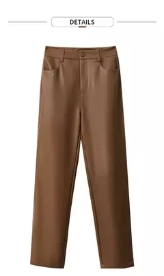 AMII-pantalones minimalistas hasta el tobillo para mujer, pantalón informal, de piel sintética, rectos, lisos, a la moda, para invierno, 2024 12344138 - online store