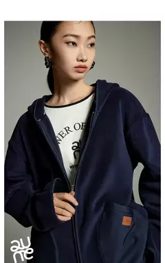 Imagen de Toyouth-Chaqueta de terciopelo de doble cara para mujer, abrigo holgado grueso con capucha de manga larga para invierno, Tops informales versátiles con bolsillo de retales 2024