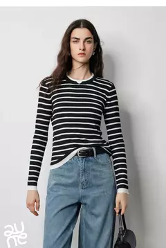 TOYOUTH-suéter de punto de lana para mujer, Jersey falso de dos piezas de Color contrastante, ajustado, otoño e invierno, 2024 - comprar en línea