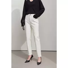 Amii 2025 primavera Casual Slim mujeres Jeans pantalones elásticos de cintura algodón Jeans cónicos moda alta calidad DenimTrousers 12541126 - comprar en línea