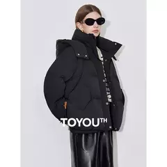 TOYOUTH-Chaqueta de plumón de pato blanco para mujer, chaqueta ligera con capucha y cuello levantado, novedad de invierno, 2024, 90%