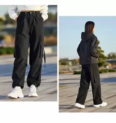 Imagen de Semir-pantalones informales para mujer, pantalón de pierna ancha con cordón, estilo callejero americano, Individual, moderno y fresco, primavera