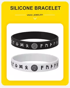 Vnox Pulsera de silicona de 12 mm para hombres, pulsera de silicona de caucho suave, juego de brazaletes con runas y brújula vikinga nórdica - comprar en línea